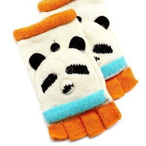 D & Y Womens Kids Knot Winter Hand Gloves Flip Top Panda Bear Wool Blend Mittens